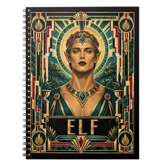 Elf, Art Deco Mythisch Notitieboek (Voorkant)
