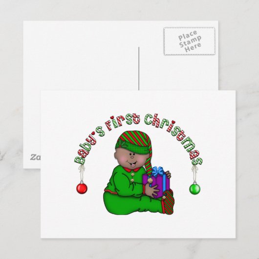 Elf Baby Afro-Amerikaanse 1e kerst Feestdagenkaart (Voorkant / Achterkant)
