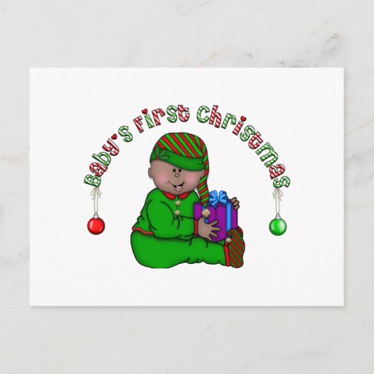 Elf Baby Afro-Amerikaanse 1e kerst Feestdagenkaart (Voorkant)