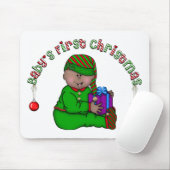 Elf Baby Afro-Amerikaanse 1e kerst Muismat (Met muis)