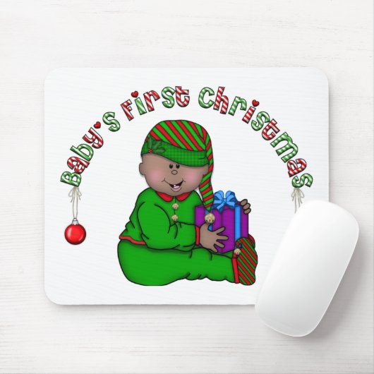 Elf Baby Afro-Amerikaanse 1e kerst Muismat (Met muis)