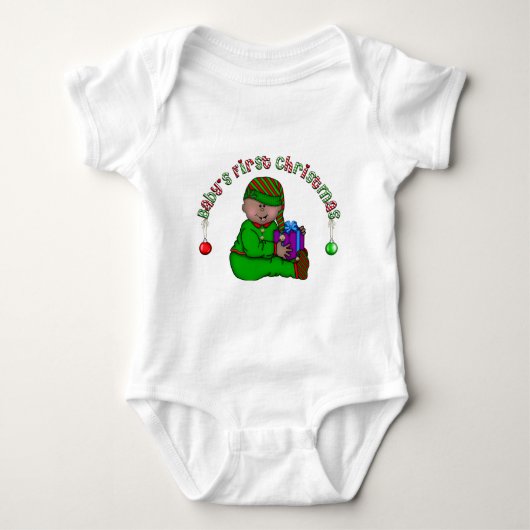 Elf Baby Afro-Amerikaanse 1e kerst Romper (Voorkant)