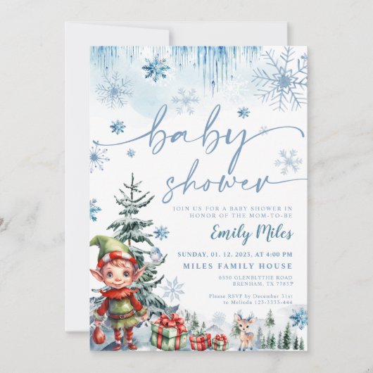 Elf Baby shower Invitation Kaart (Voorkant)