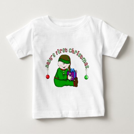 Elf Baby Wit Eerste Kerst Tshirts en Geschenken (Voorkant)