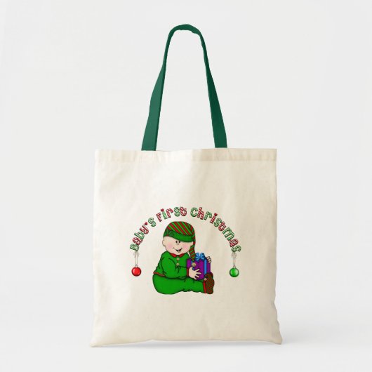 Elf Baby Wit Eerste Kerst Tshirts en Geschenken Tote Bag (Voorkant)