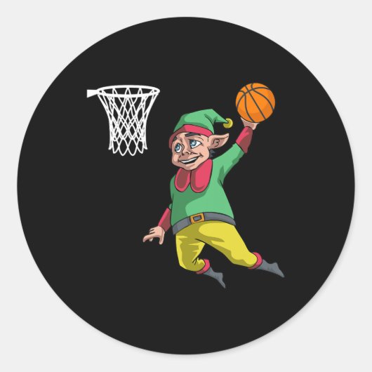 Elf Basketball Christmas Slam Dunk Gif PBV Ronde Sticker (Voorkant)