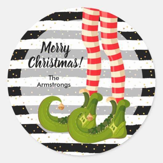 Elf benen Prettig kerstfeest Ronde Sticker (Voorkant)