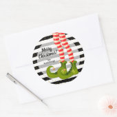 Elf benen Prettig kerstfeest Ronde Sticker (Envelop)