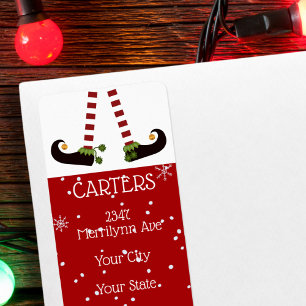 Elf benen, veranderlijke rode achtergrond retour a etiket