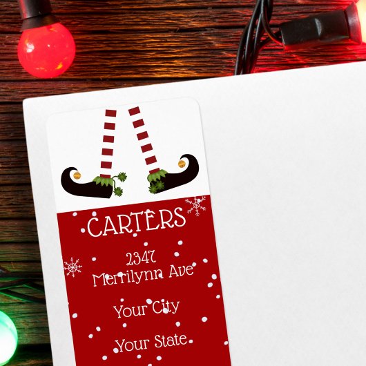 Elf benen, veranderlijke rode achtergrond retour a etiket