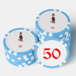 Elf Bij Aandacht lichtblauw 50 gestreepte pokerchi Poker Chips