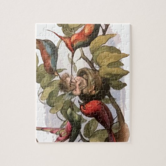 Elf Bird Cute Elves Tree Fairy Tale Legpuzzel (Verticaal)