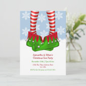 Elf Boots and Stockings Snowflake kerstparty Kaart (Staand voorkant)