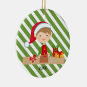 Elf Boy in Workshop Ornament (Rechts)
