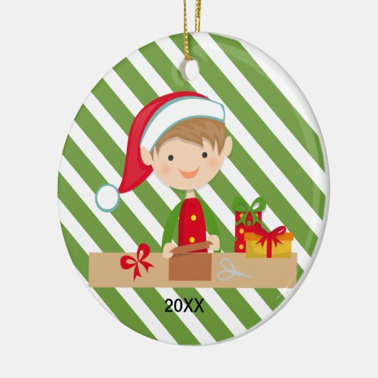 Elf Boy in Workshop Ornament (Links)