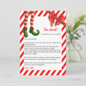 Elf Brief “Ik ben terug” | Grappige aankomst uit d Feestdagenkaart (Staand voorkant)