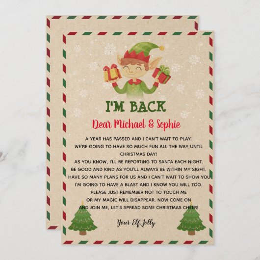 Elf Briefsjabloon Kaart (Voorkant / Achterkant)