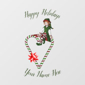 Elf Candy Cane Heart Cute Kerstvakantie Raamsticker (Vel)