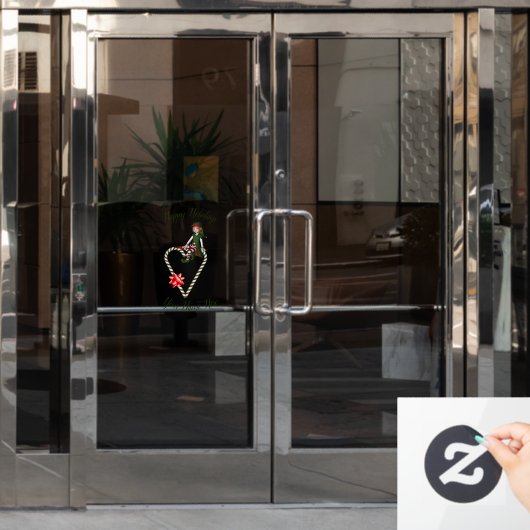 Elf Candy Cane Heart Cute Kerstvakantie Raamsticker (Kantoordeur)