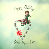 Elf Candy Cane Heart Cute Kerstvakantie Raamsticker (Vel 3)
