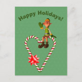 Elf Candy Cane Heart Kerstfeestdag Briefkaart (Voorkant)