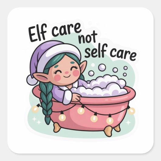 Elf Care Not Self Care Sticker | Funny Christmas (Voorkant)