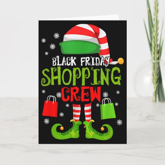 Elf Christmas Black Shopng Funny Friday Shopng Cre Kaart (Voorkant)