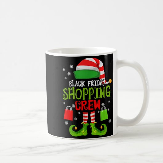 Elf Christmas Black Shopng Funny Friday Shopng Cre Koffiemok (Rechts)