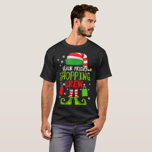 Elf Christmas Black Shopng Funny Friday Shopng Cre T-shirt (Voorkant volledig)