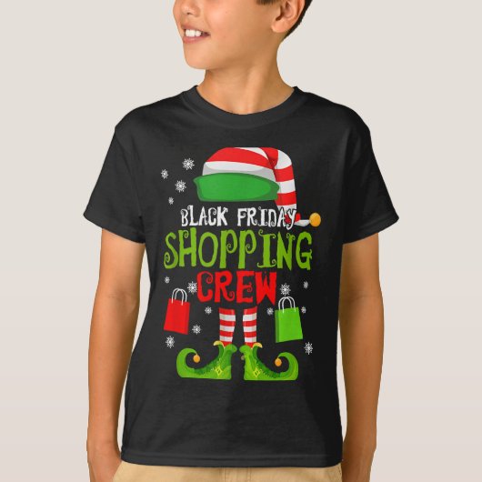 Elf Christmas Black Shopng Funny Friday Shopng Cre T-shirt (Voorkant)