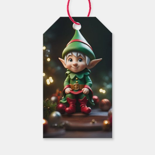 Elf Christmas Holiday Gift Label Cadeaulabel (Voorkant)