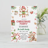 Elf Christmas party Invitation Kaart (Staand voorkant)