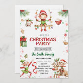 Elf Christmas party Invitation Kaart (Voorkant / Achterkant)