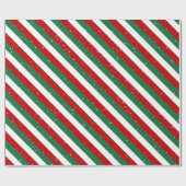 Elf Christmas Stripes • Red, Green & White Pattern Cadeaupapier (Vlak)