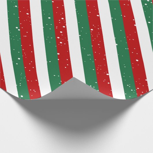Elf Christmas Stripes • Red, Green & White Pattern Cadeaupapier (Hoek)
