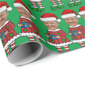 Elf Custom Gezicht foto Elf Kerstmis Grappige Trum Cadeaupapier (Rol Hoek)
