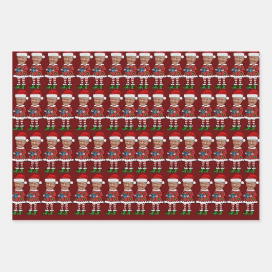 Elf Custom Gezicht foto Elf Kerstmis Grappige Trum Inpakpapier Vel (Voorkant 3)