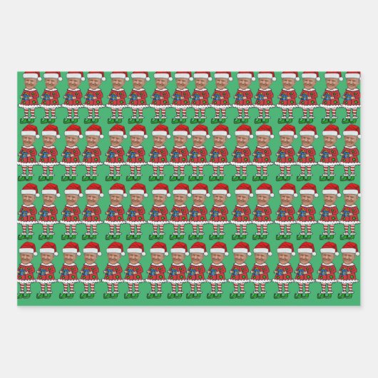 Elf Custom Gezicht foto Elf Kerstmis Grappige Trum Inpakpapier Vel (Voorkant)