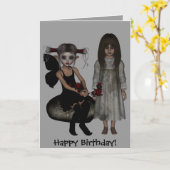 Elf Dark Wolf Raven Undead RoseMary Happy Birthday Kaart (Gele Bloem)