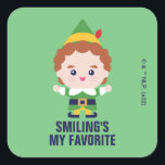 Elf de Film | Cute Buddy Vierkante Sticker<br><div class="desc">Deze leuke afbeelding is het personage Elf uit je favoriete feestfilm Elf.</div>
