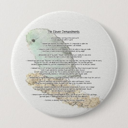 Elf demandingen van Parrotlets Ronde Button 4,0 Cm (Voorkant)