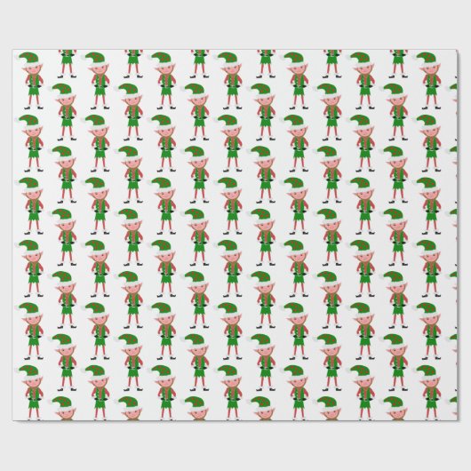 Elf Design Kerstmis Cadeaupapier (Vlak)