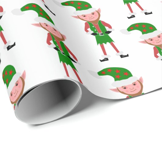 Elf Design Kerstmis Cadeaupapier (Rol Hoek)