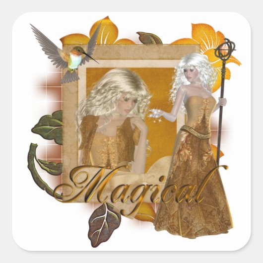 Elf Design: Magisch door MarloDee Design Vierkante Sticker (Voorkant)