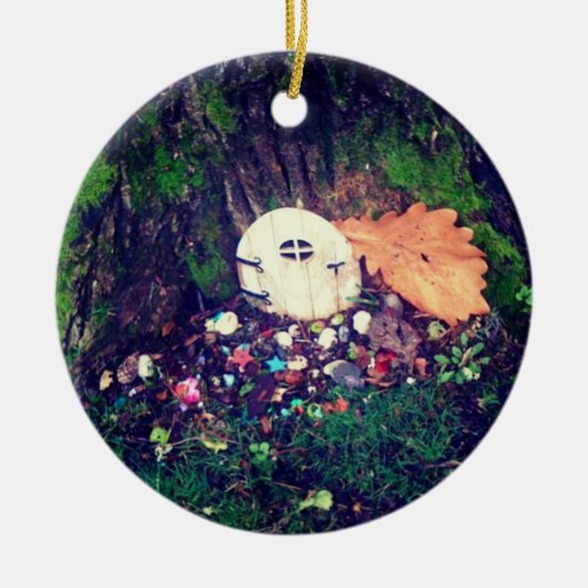 Elf-deur in de boom keramisch ornament (Voorkant)