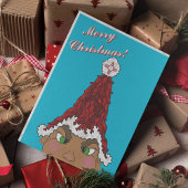 Elf die een rode Chileense kerstmannenhoed draagt  Kaart