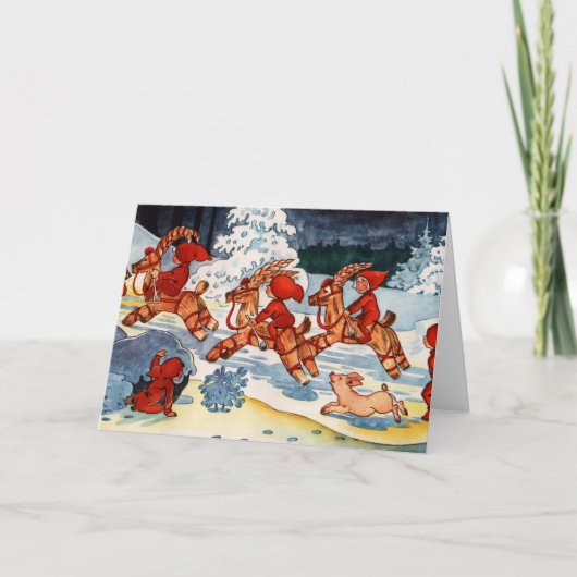 Elf die Geiten Yule rennen! Feestdagen Kaart (Voorkant)