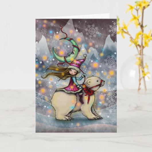 Elf die het Art. van de Vakantie van Kerstmis van Kaart (Gele Bloem)