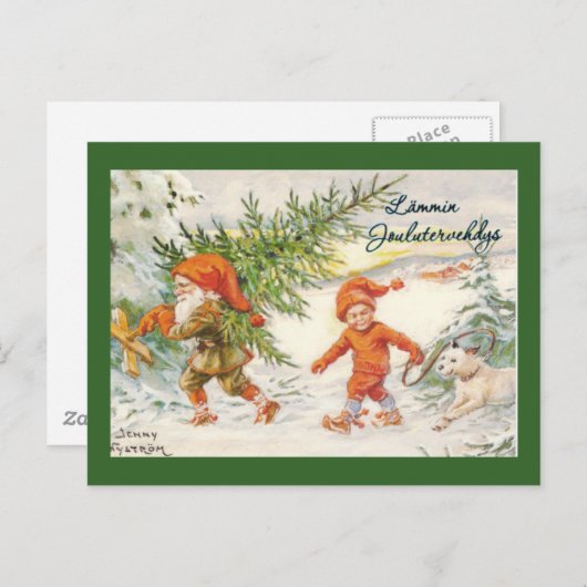 Elf die Kerstbomen oogsten Feestdagenkaart (Voorkant / Achterkant)