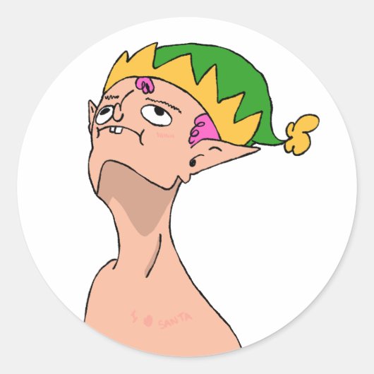 Elf die naar Kerst kijkt ! Ronde Sticker (Voorkant)